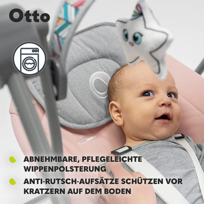 Lionelo Otto elektriline beebikiik vastsündinule, loodushääled, 5 kiirust – roosa/hall