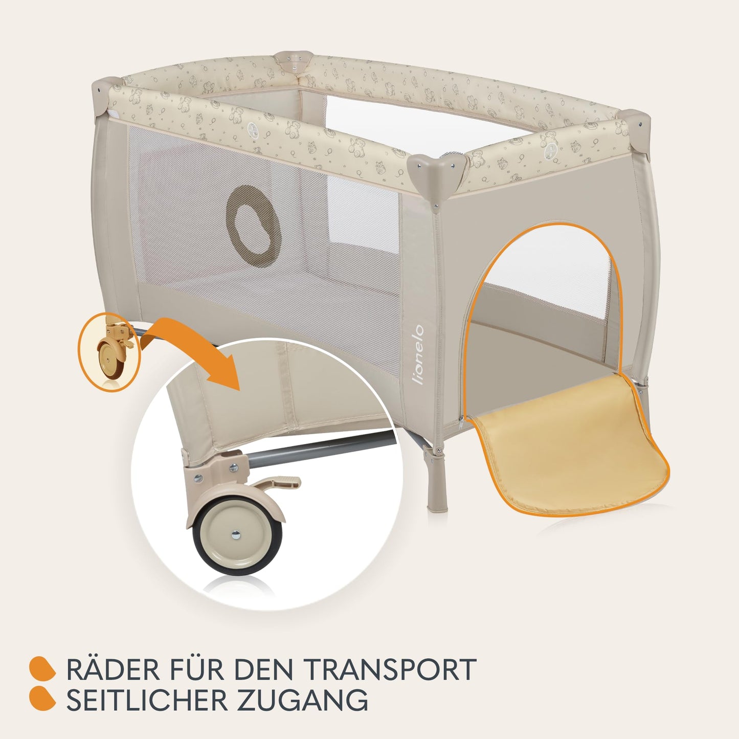 Lionelo Sven Plus 4-ühes reisivoodi beebile, Beige Latte