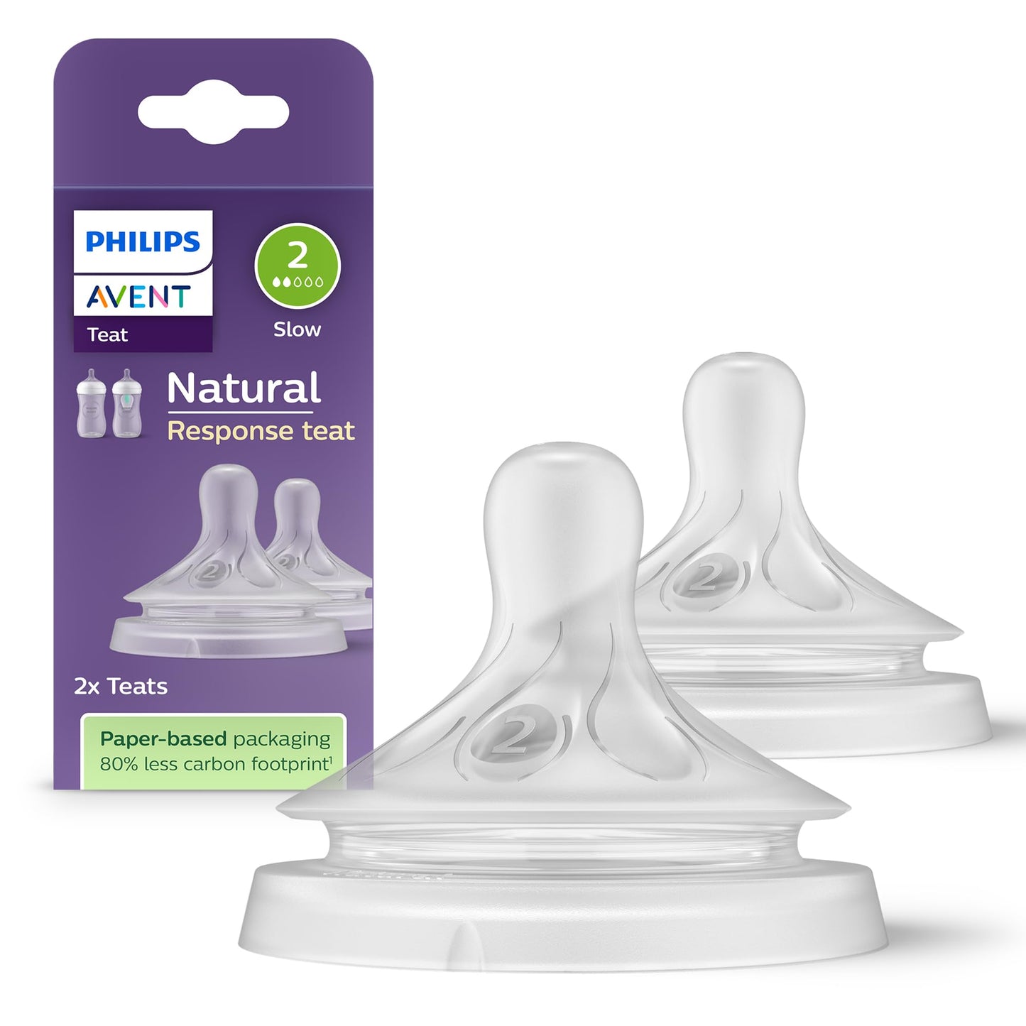 Philips Avent Natural Response lutipudeli lutt Flow 2, 0+ kuud, 2 tk