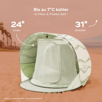 Babymoov rannatelk Moov & Protect UV 50+ pop-up, roheline, 91 x 150 x 109 cm