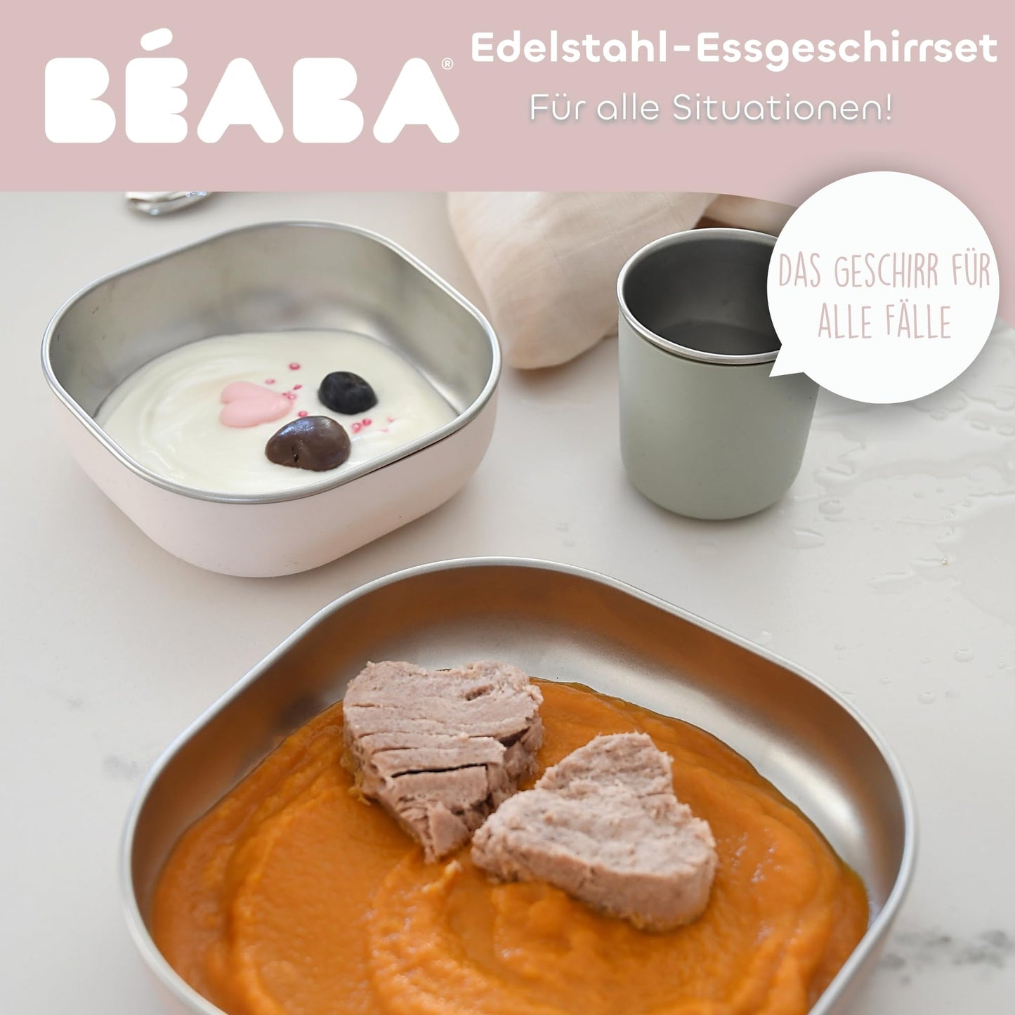 Béaba beebi söögikomplekt 3-osaline, Barbapapa, roostevaba teras