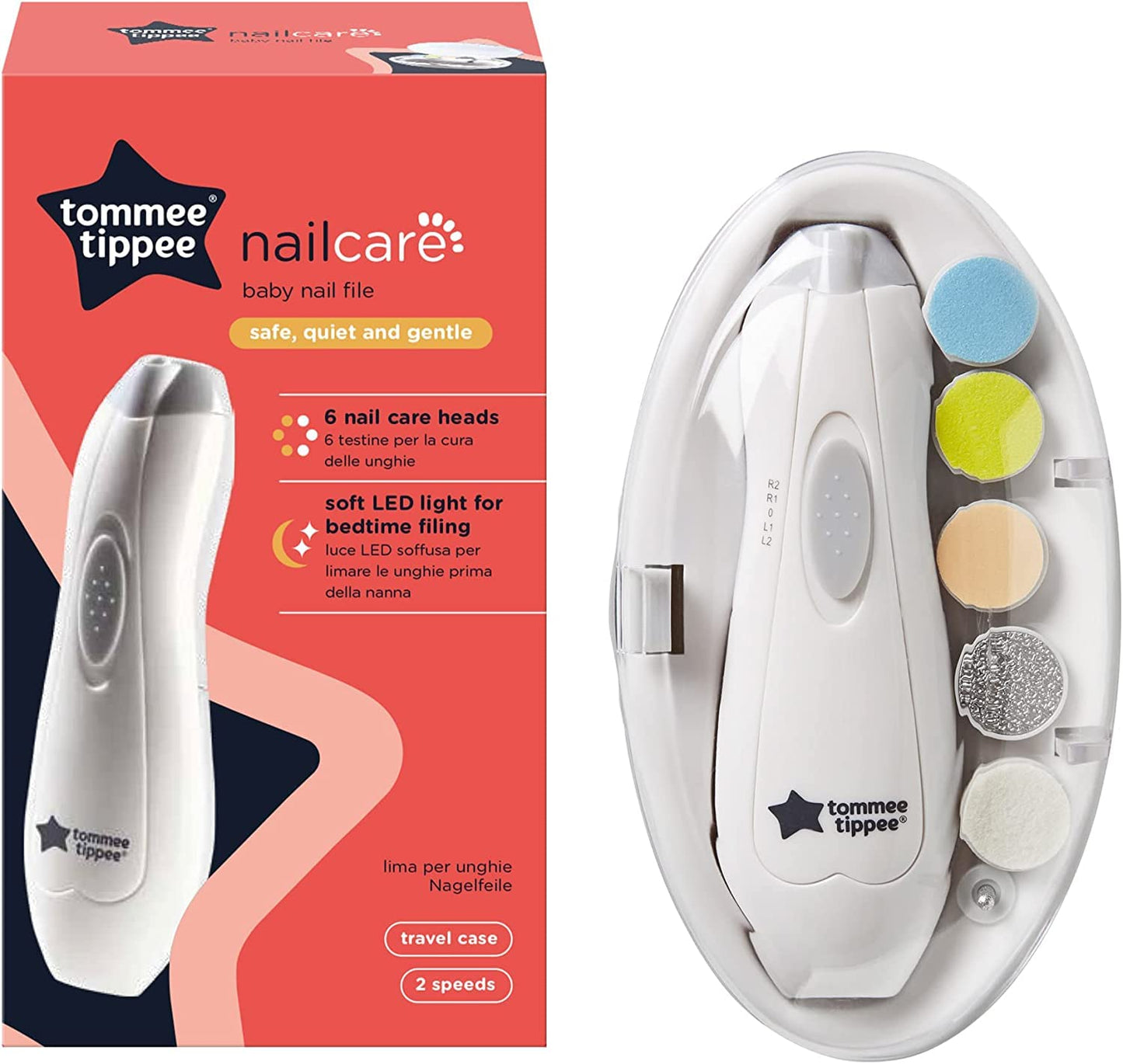 Tommee Tippee elektriline beebide küüneviil LED-valgusega, 6 viilimisotsikuga