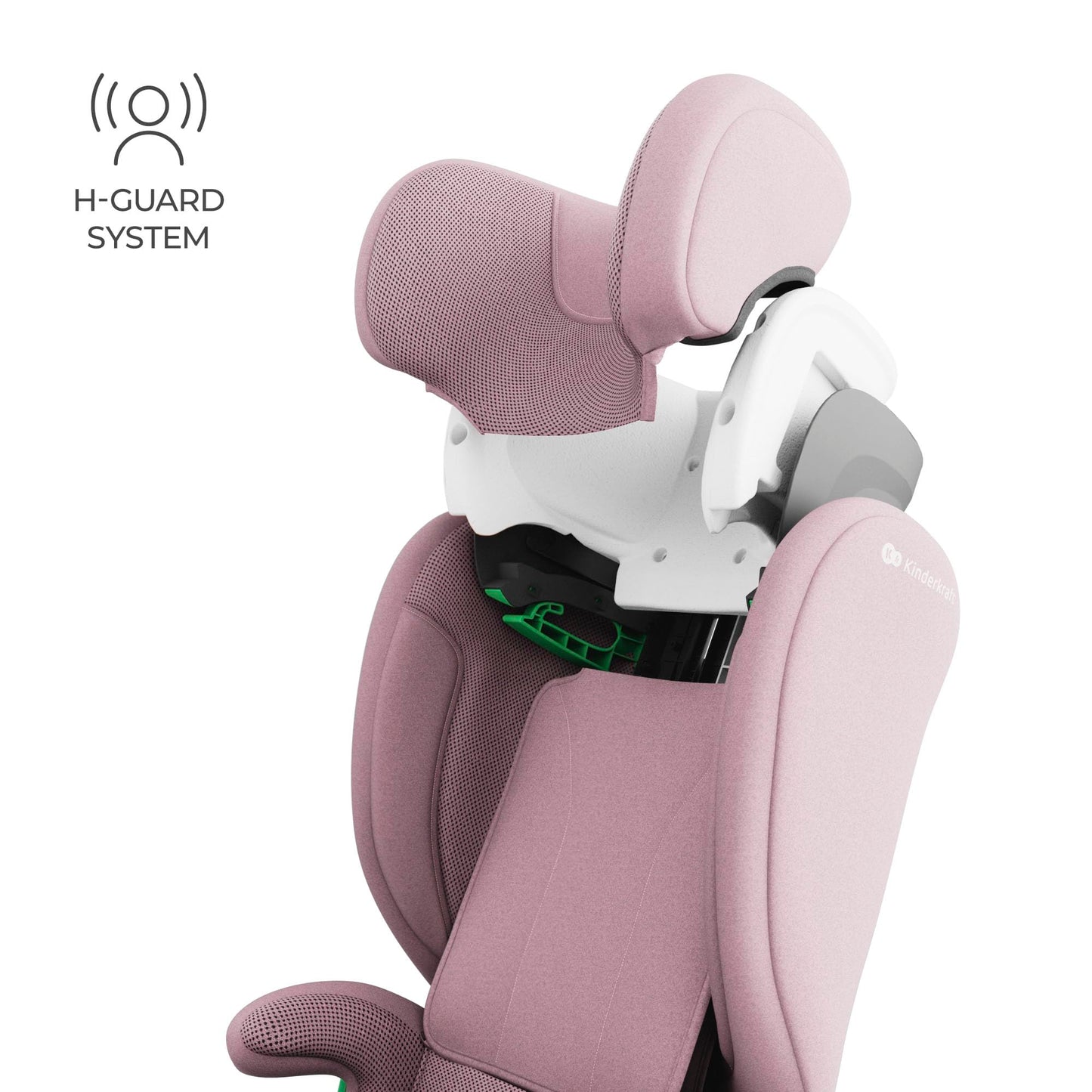 Kinderkraft JUNIOR FIX 2 PRO turvatool 100–150 cm, roosa, ISOFIX ja turvavööga kinnitatav