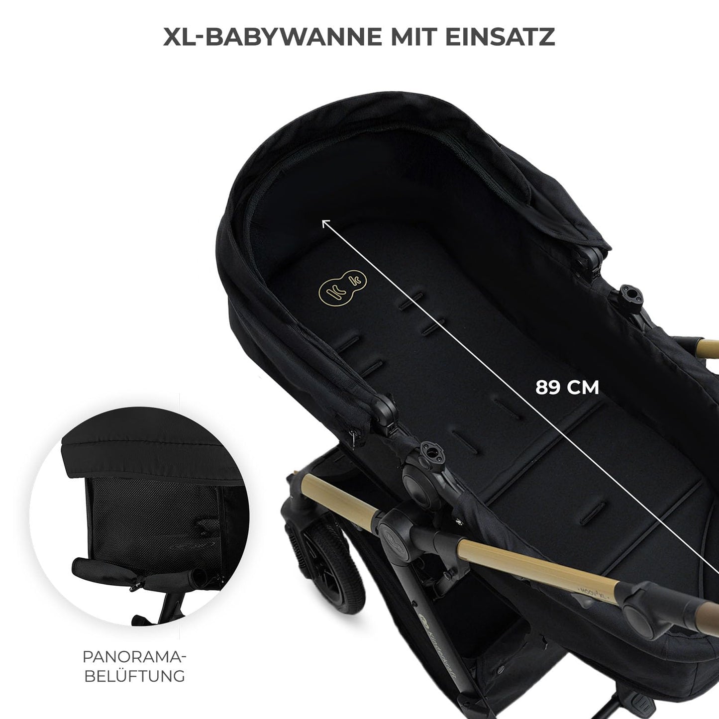 Kinderkraft MOOV 2 XL AIR 3-in-1 vankrikomplekt kuni 27 kg, must