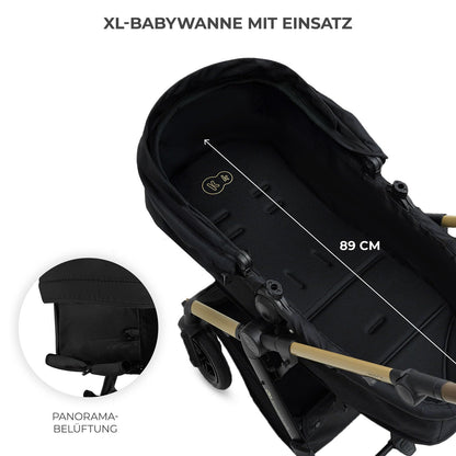 Kinderkraft MOOV 2 XL AIR 3-in-1 vankrikomplekt kuni 27 kg, must