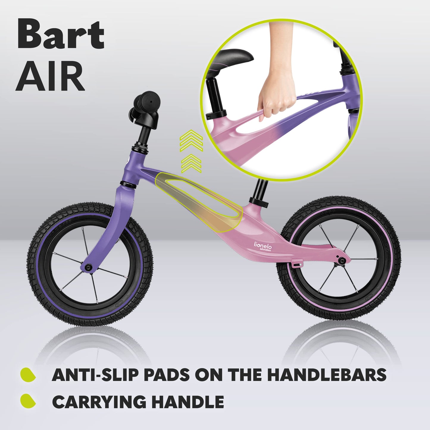 lionelo tasakaaluratas/jooksuratas BART AIR 12 tolli, PINK VIOLET, 2-5-aastastele