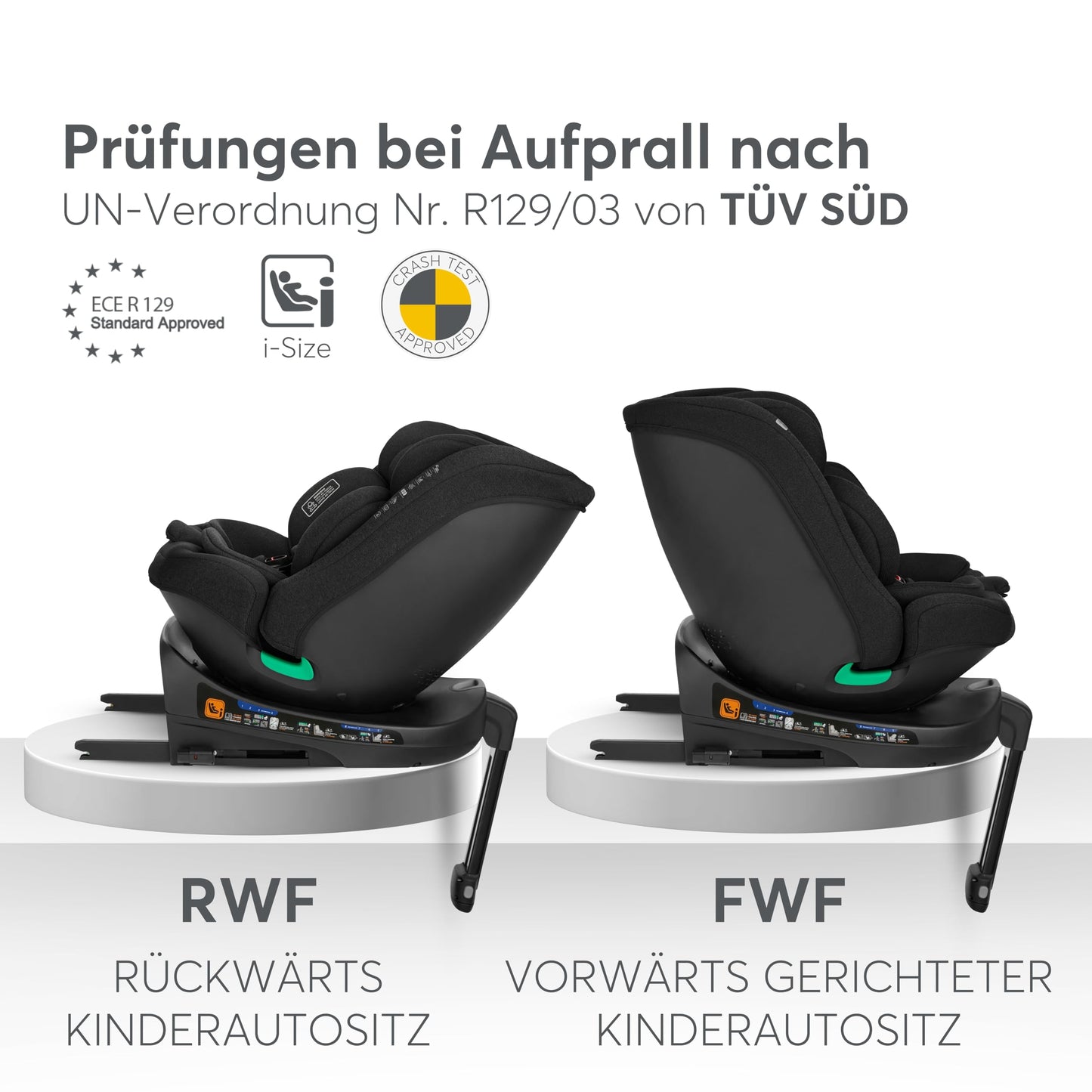 KikkaBoo i-SECURE 360° pöörlev i-Size turvatool 40–150 cm, must