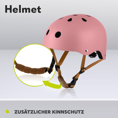 Lionelo Helmet lastenkypärä vaaleanpunainen, säädettävä 50-56 cm, leukasuojalla