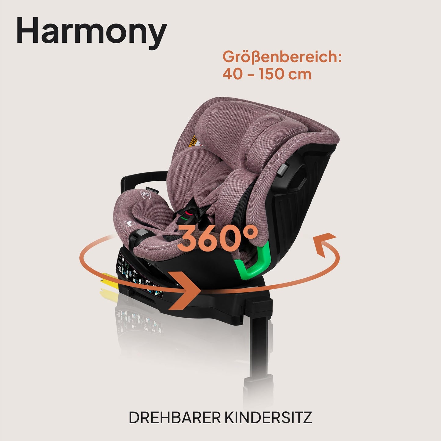 Lionelo HARMONY I-SIZE turvatool 360° pöörlev, roosa, 40-150 cm