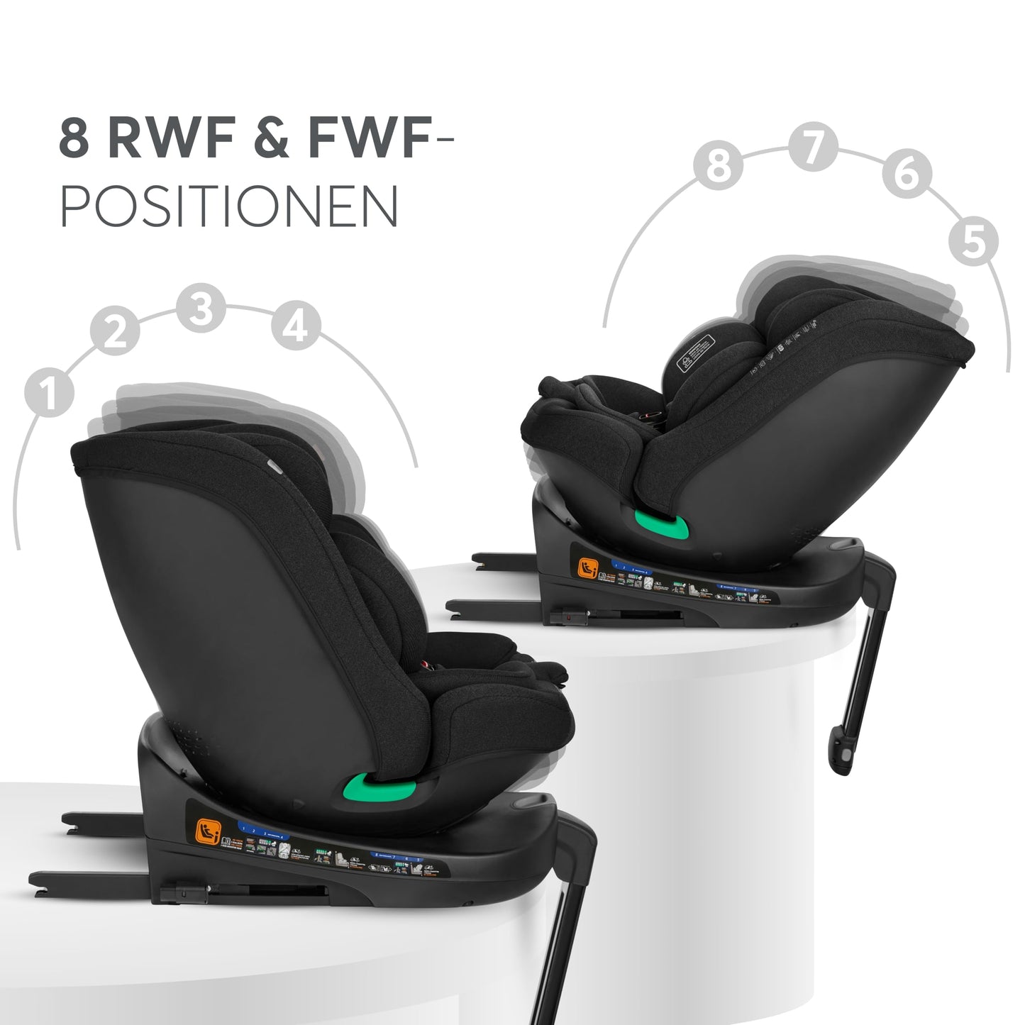 KikkaBoo i-SECURE 360° pöörlev i-Size turvatool 40–150 cm, must
