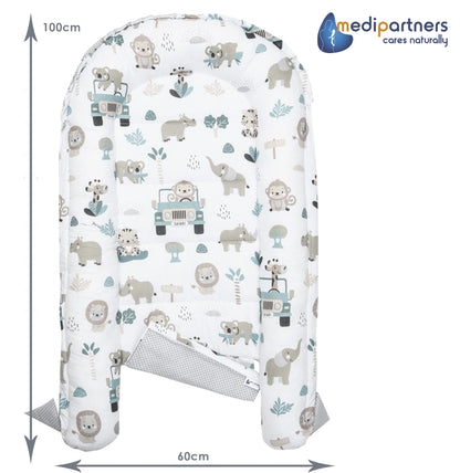 Medi Partners beebipesa komplekt 5-osaline 100 × 60 cm, Mint Zoo beež