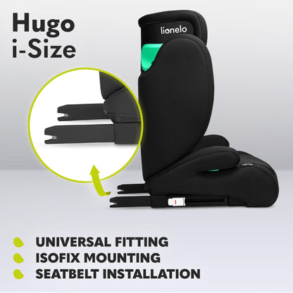Lionelo Hugo i-Size turvatool 100–150 cm, ISOFIX või turvavööga, Black Carbon
