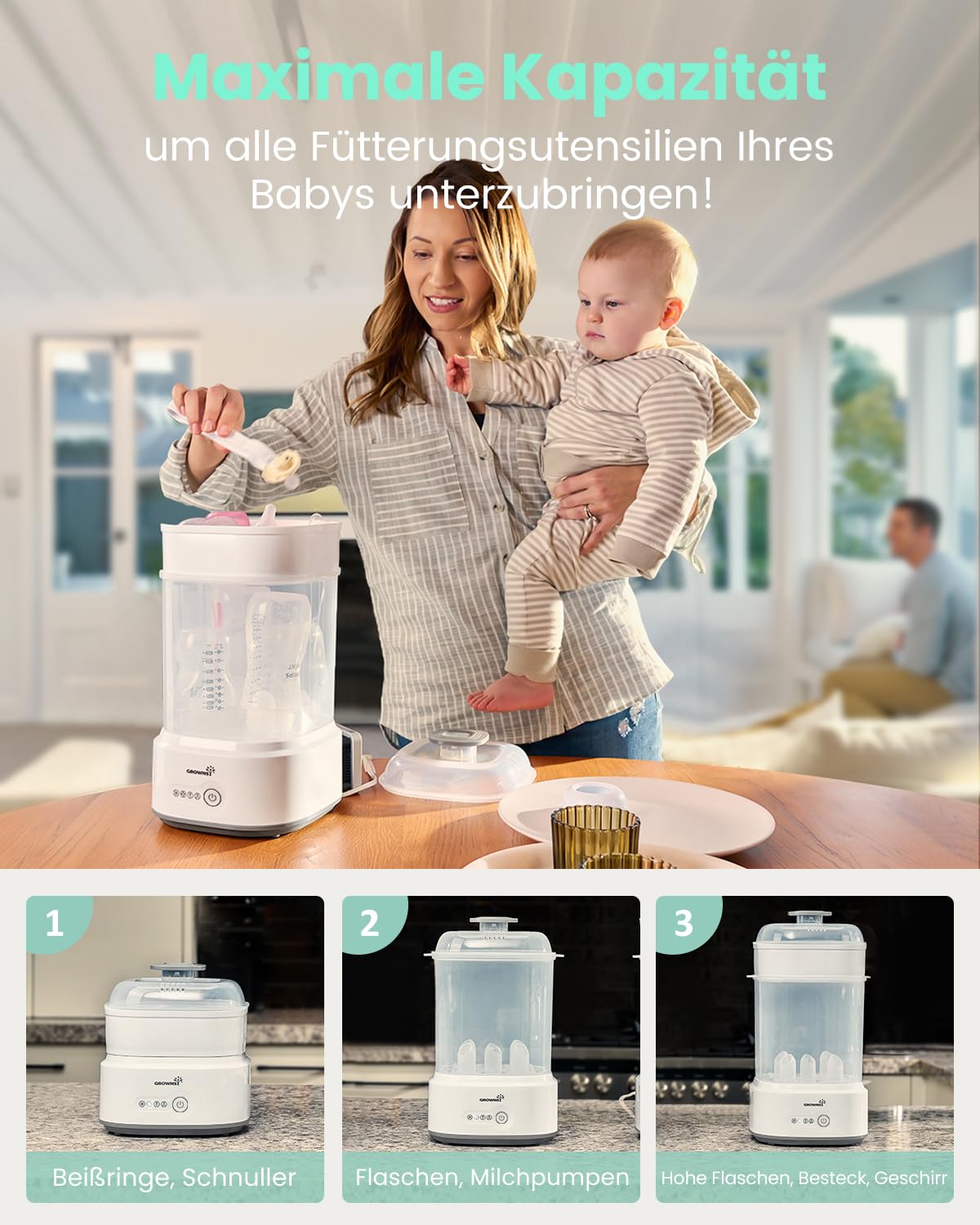 GROWNSY pudelisoojendaja ja sterilisaator 5-ühes, valge