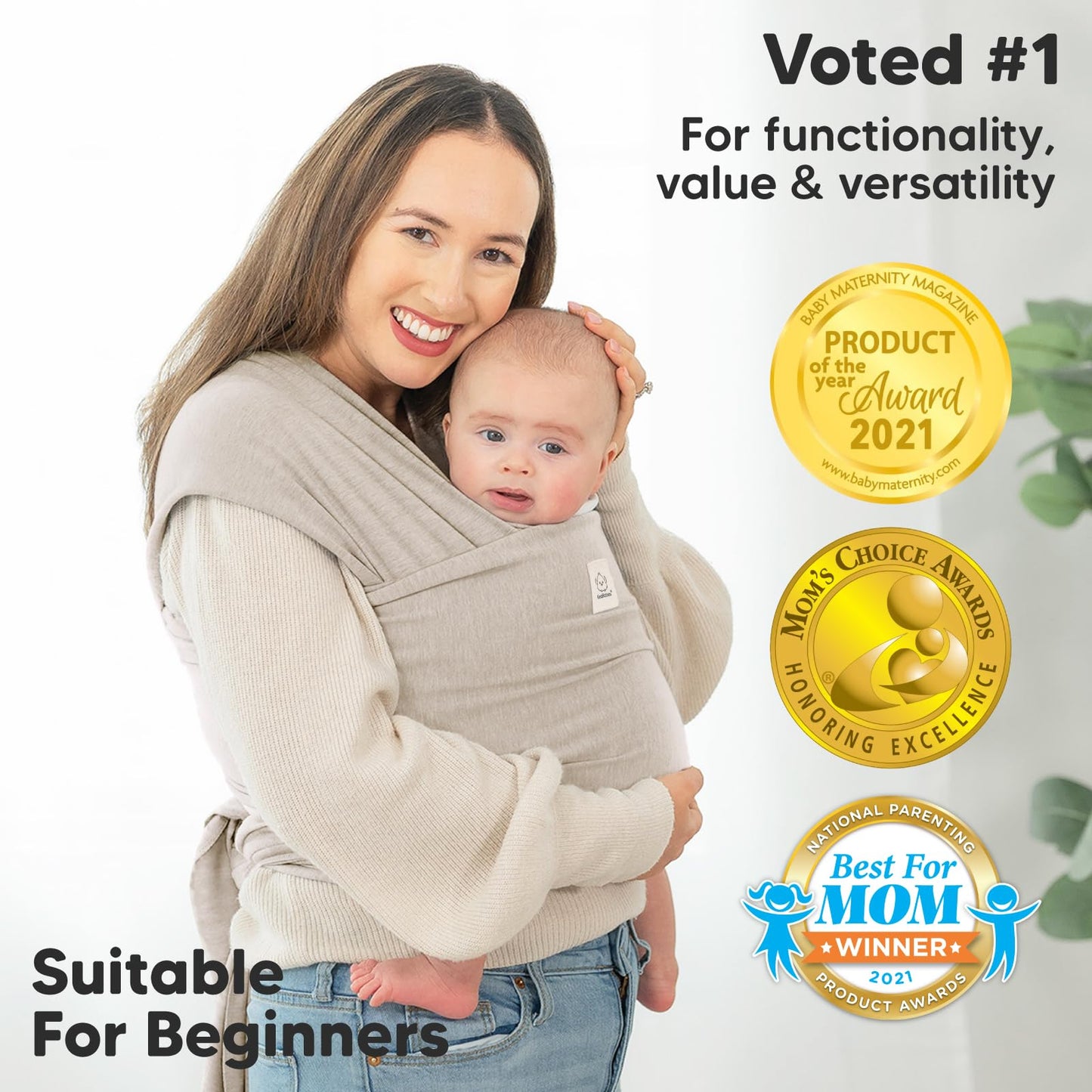KeaBabies beebikandelina Original – ergonoomiline, stone gray (vastsündinust väikelapseni)