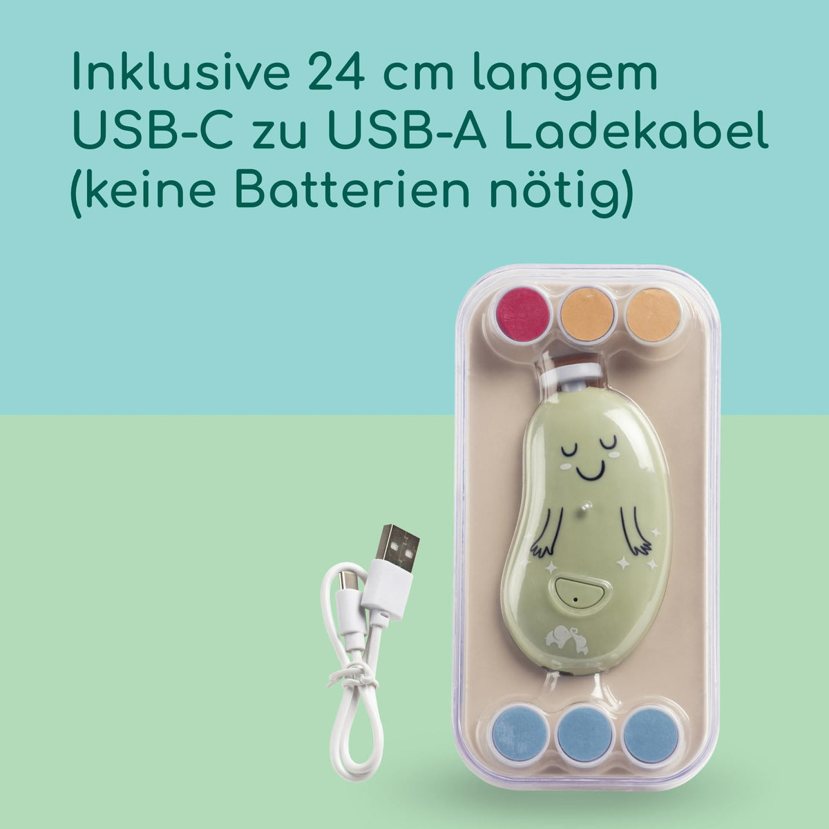 Bebeconfort sähköinen vauvan kynsiviila, vihreä, USB-C, 3 nopeutta, LED, syntymästä alkaen