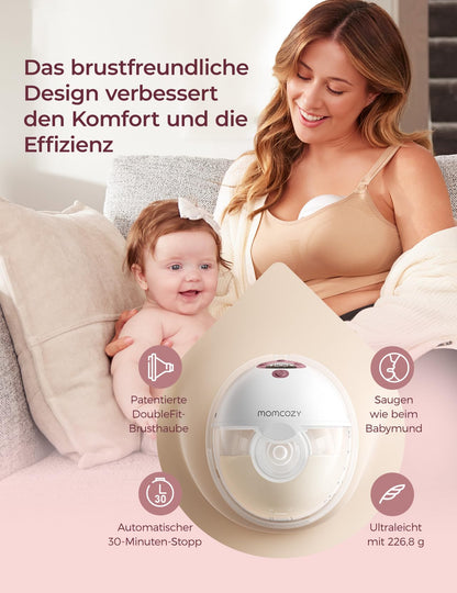 Momcozy M5 elektriline rinnapump, 2 tk, punane, äpiga juhitav