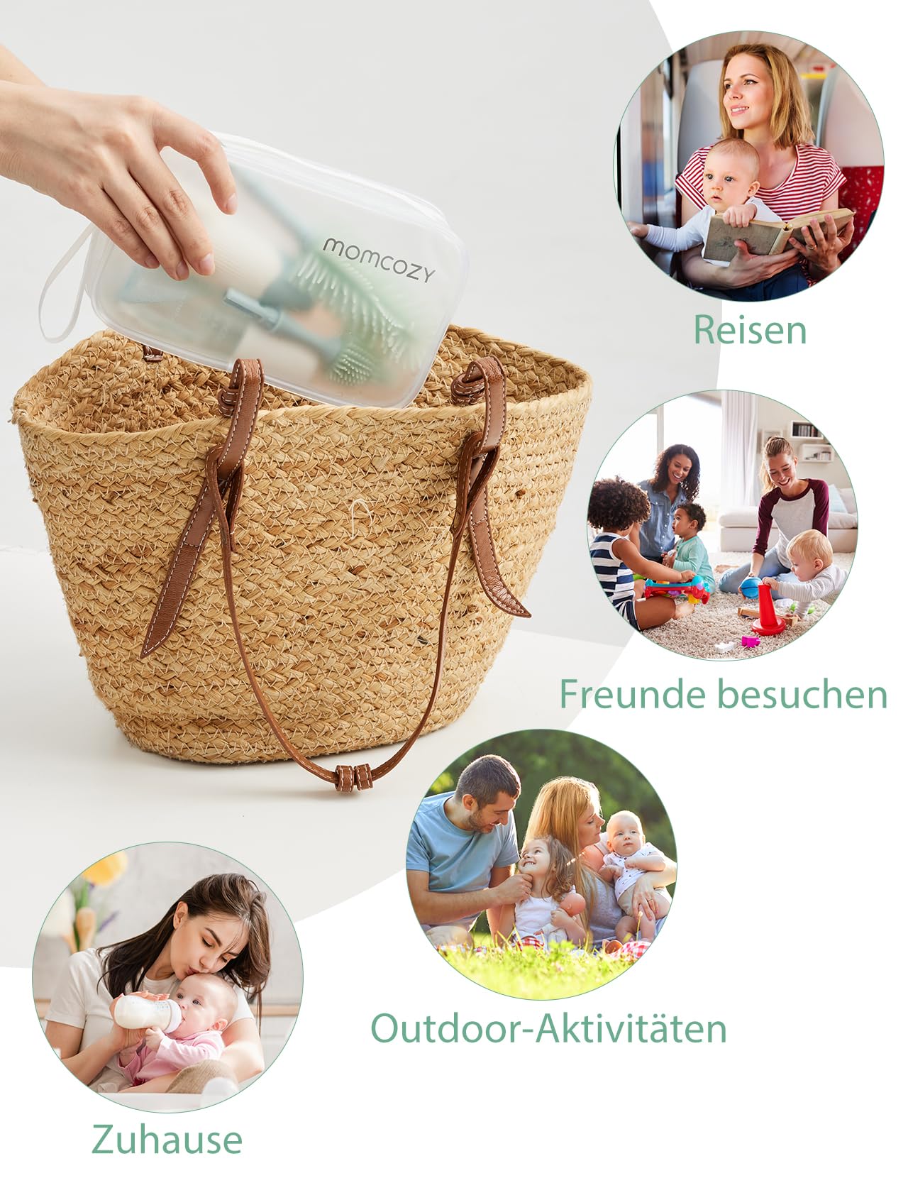 Momcozy lutipudeli harjakomplekt surunupuga, sinine