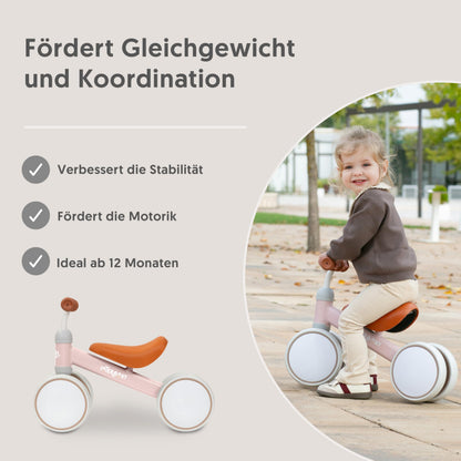 Interbaby jooksuratas beebidele 12-36 kuud, roosa, 4 rattaga