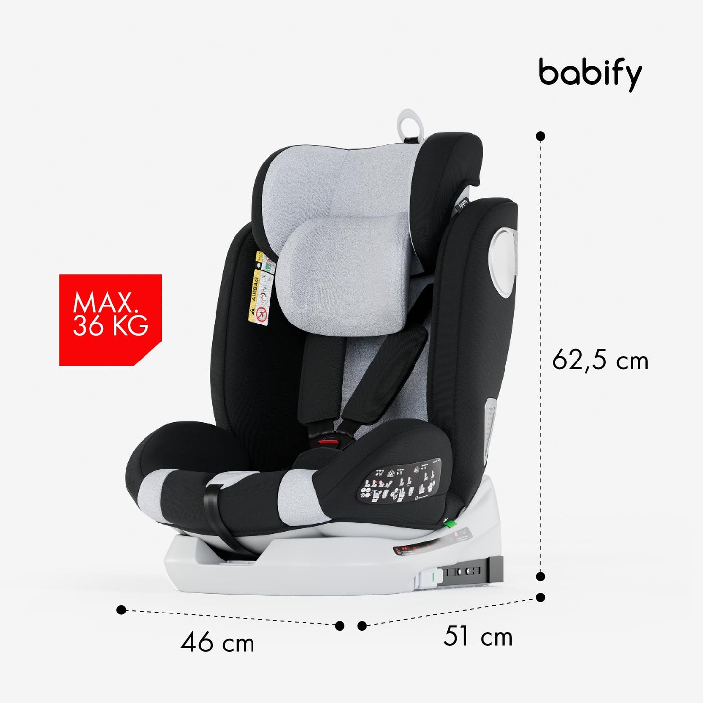 Babify Onboard 360° pöörlev turvatool 40–150 cm i-Size ISOFIX, hall