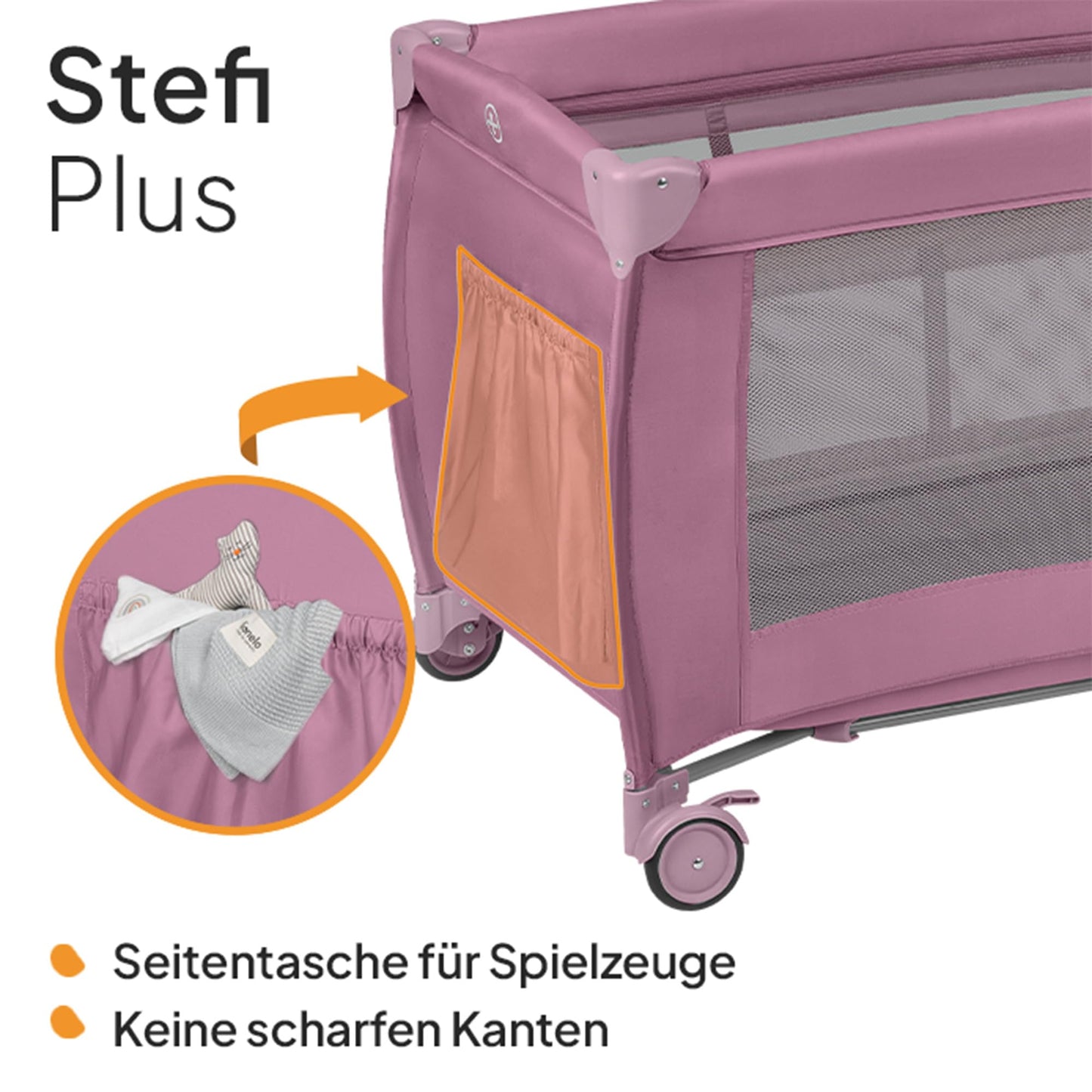 Lionelo Stefi Plus reisivoodi (2 kõrgust), roosa, kuni 15 kg, LO-STEFI PLUS PINK MAGNOLIA
