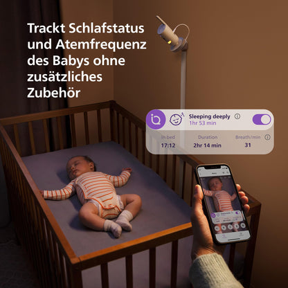 AVENT Premium Connected -itkuhälytin kameralla SCD973/26, valkoinen