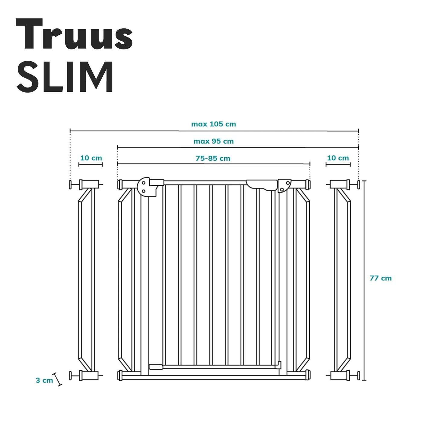 Lionelo Truus Slim turvavärav 75–105 cm, puurimiseta paigaldus