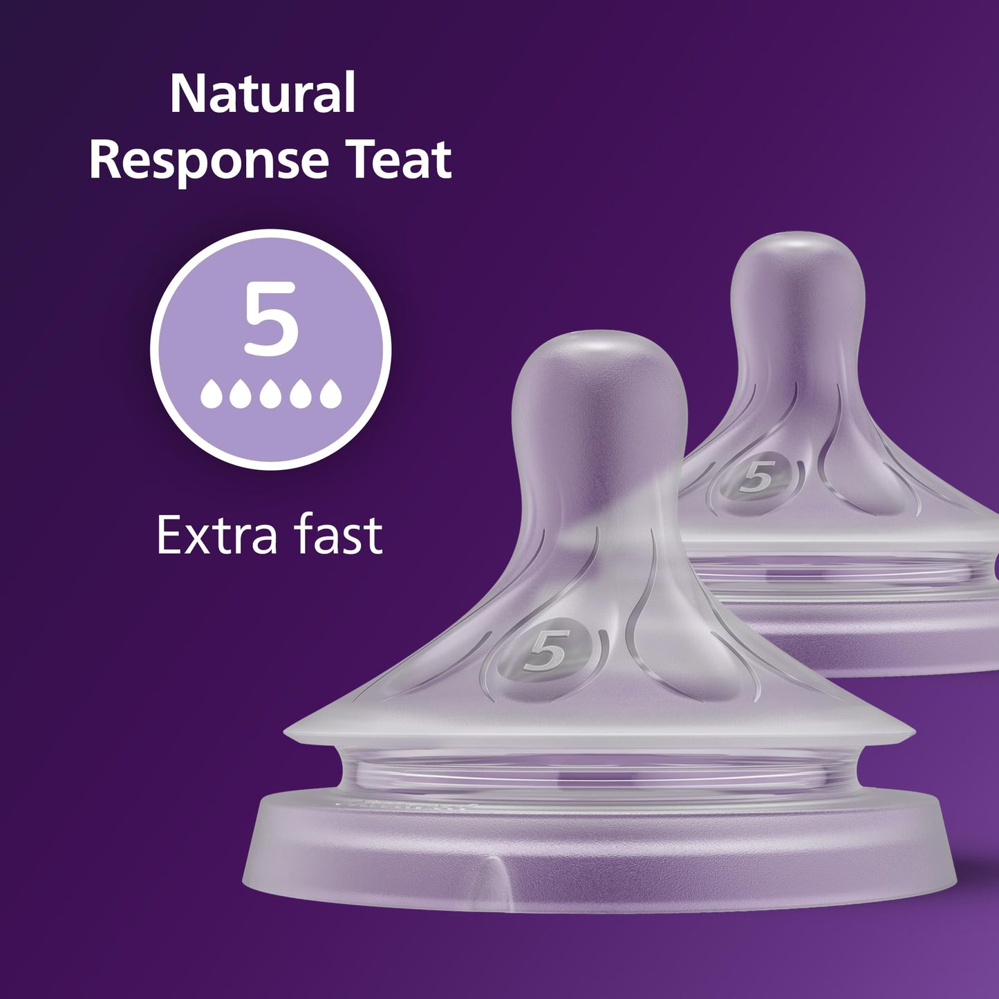Philips Avent Natural Response lutipudeli lutt Flow 5 (väga kiire), 6+ kuud, 2 tk