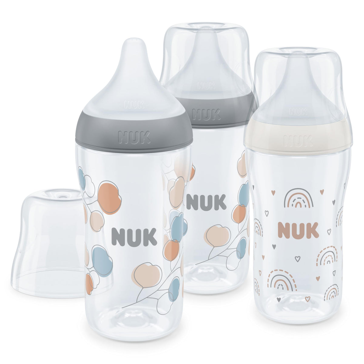 NUK Perfect Match tuttipullosetti, 260 ml, 3 kpl, 3+ kuukautta, Temperature Control, Anti-Colic