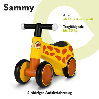Lionelo Sammy jooksuratas 1–3 a, 4 rattaga, kollane Honey