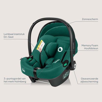 Lionelo Astrid i-Size turvahäll 40–87 cm (R129), ADAC testitud, roheline