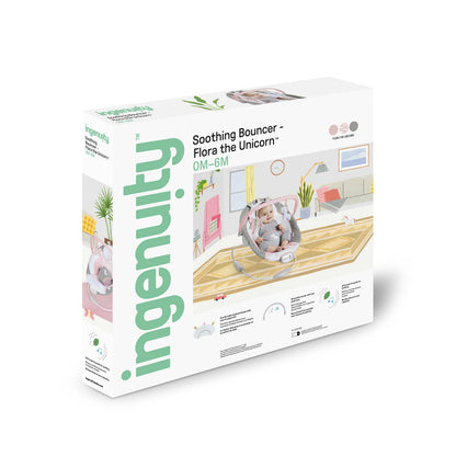 Ingenuity beebikiik Soothing Bouncer - Flora The Unicorn vibratsiooni ja helidega – 0–6 kuud, kuni 9 kg