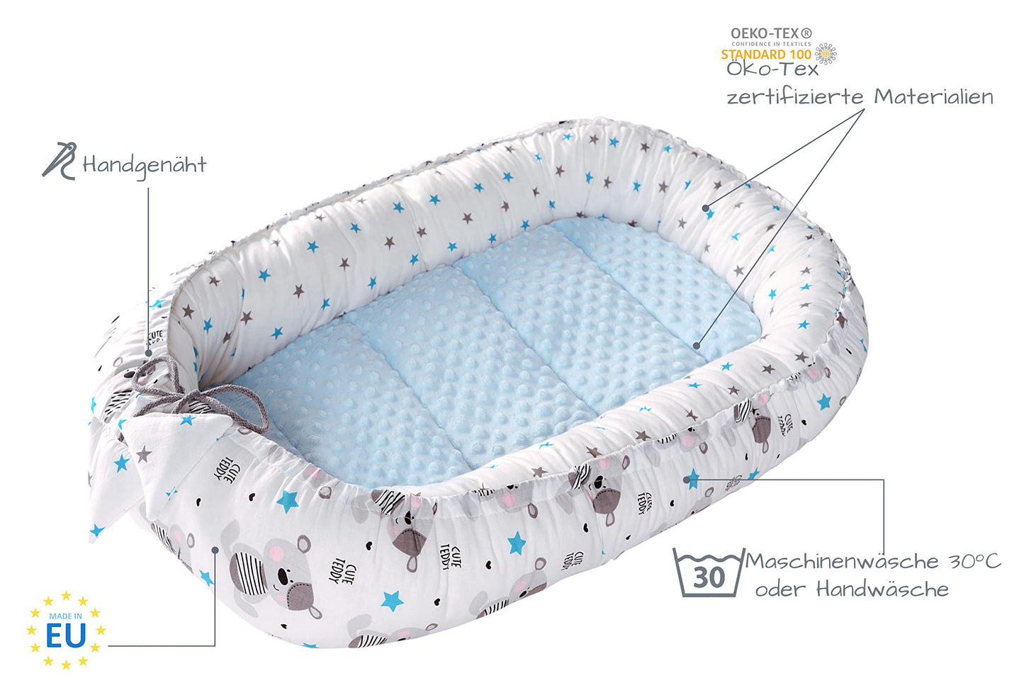 Medi Partners beebipesa Babynest Teddybär, 100 x 60 x 15 cm, vastsündinule