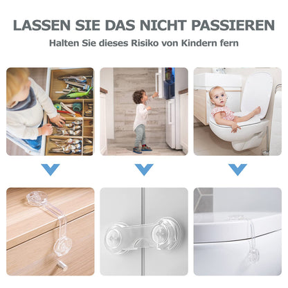 BillyBath läbipaistvad kapilukud laste turvamiseks (10 tk, 2 tüüpi)