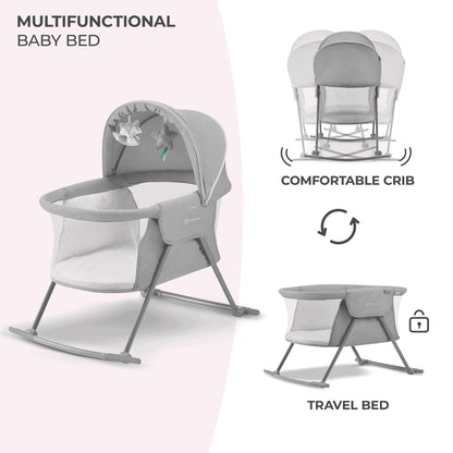 Kinderkraft LOVI 3-ühes beebihäll ja reisivoodi, hall (0–9 kg)