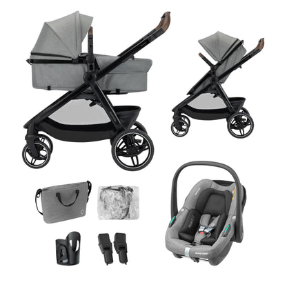 Maxi-Cosi Zelia Select Trio 3-ühes lapsevanker, CabrioFix S i-Size, hall, 0–4 a