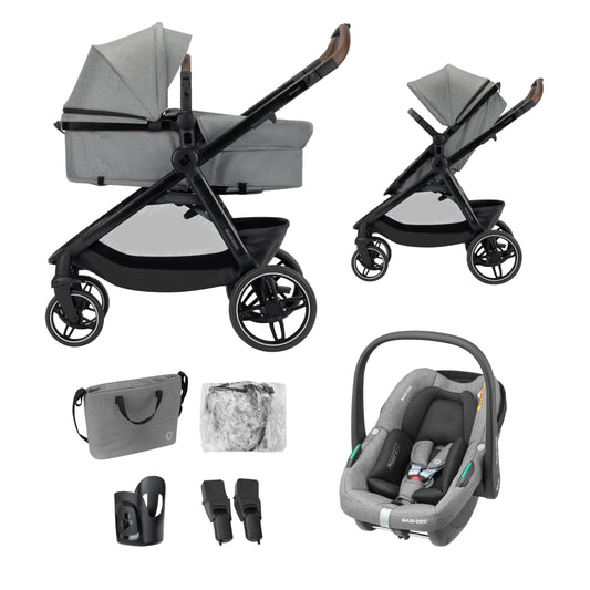 Maxi-Cosi Zelia Select Trio 3-ühes lapsevanker, CabrioFix S i-Size, hall, 0–4 a
