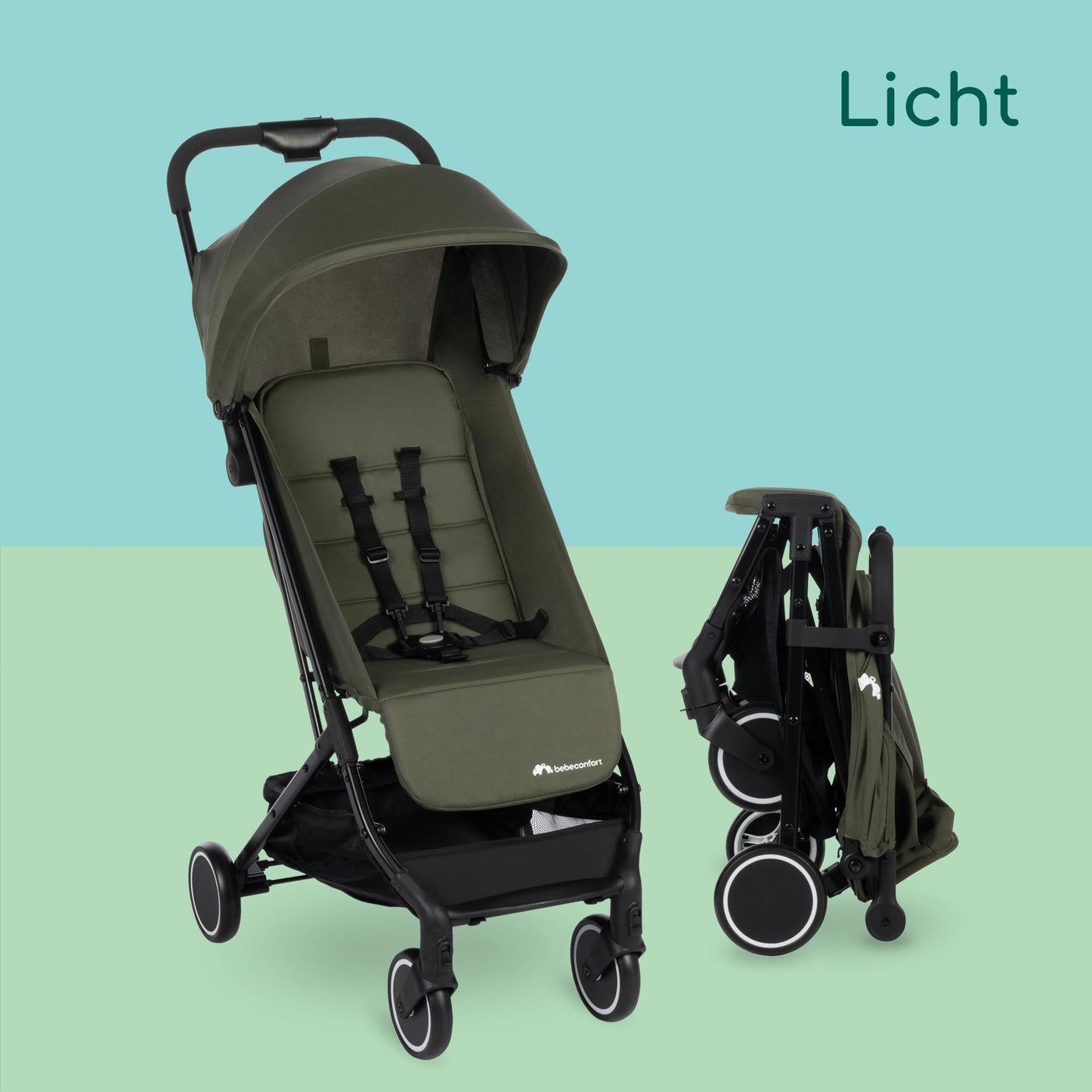 Bebeconfort Soko ultrakompaktne reisikäru, 0–3,5 aastat, kuni 15 kg, Mineral Green
