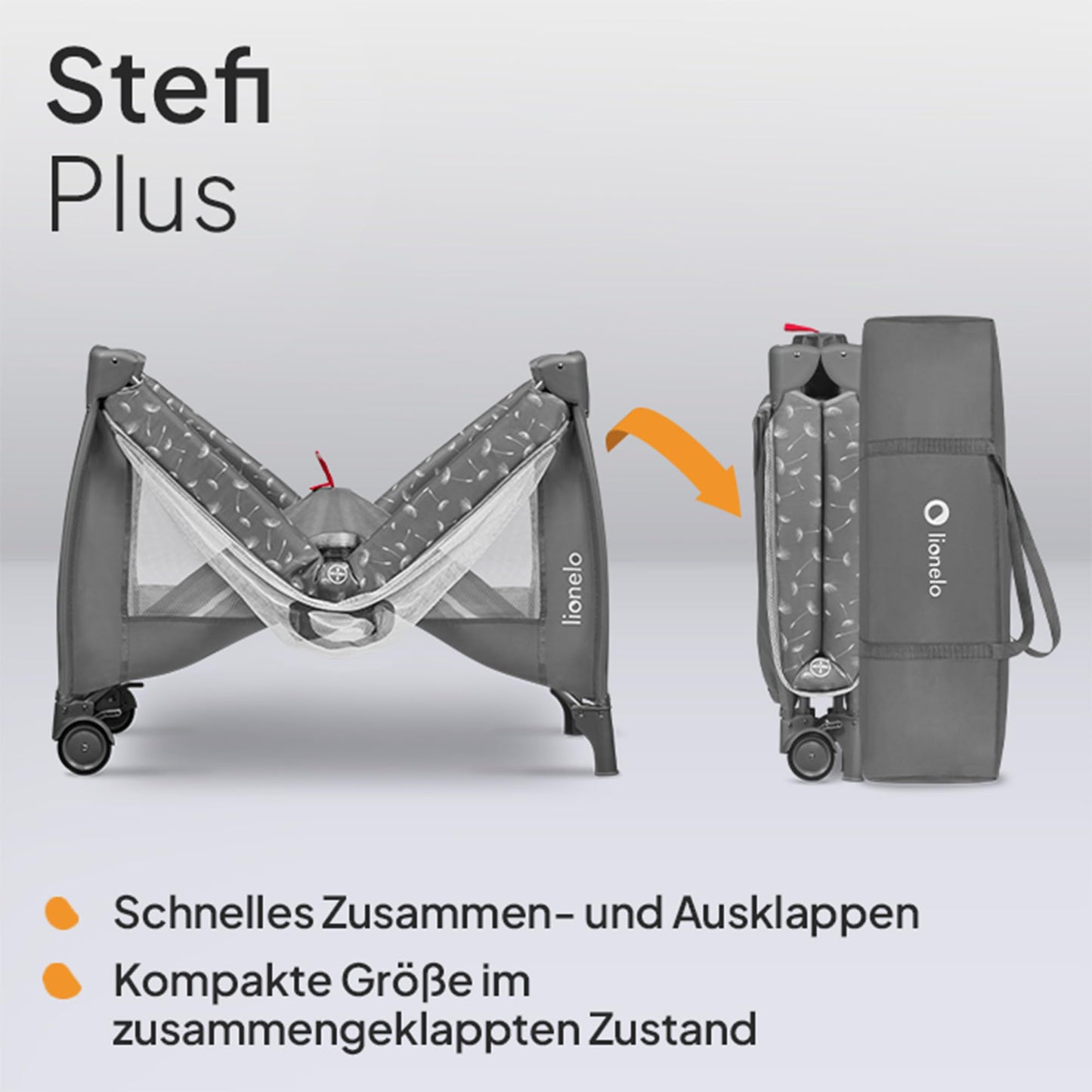 Lionelo Stefi Plus reisivoodi kuni 15 kg (2-tasandiline), hall-valge