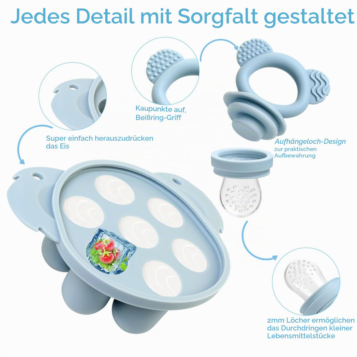 JoyPlus hedelmätutti BFS-Nipple, 3+ kk, pölynsininen (Staubblau)