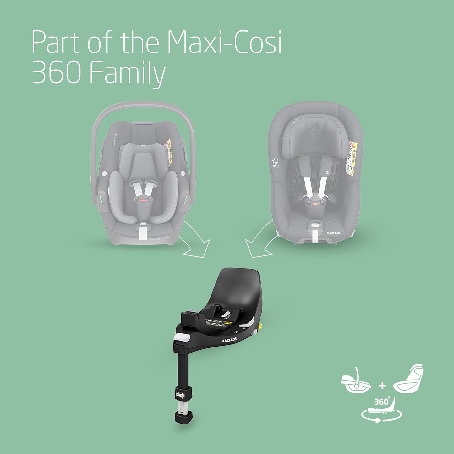 Maxi-Cosi FamilyFix 360 i-Size turvatooli alus, ISOFIX, 0–4 a, must