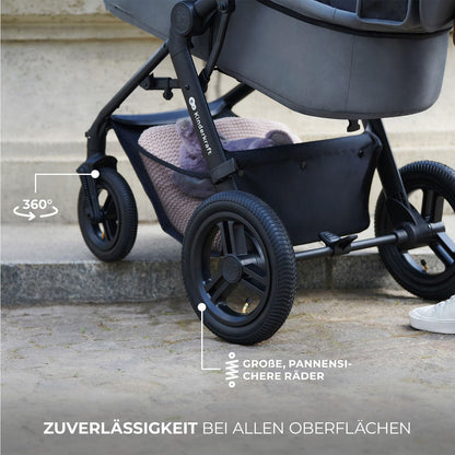 Kinderkraft MOOV 2 XL AIR 3-in-1 vankrikomplekt kuni 27 kg, must