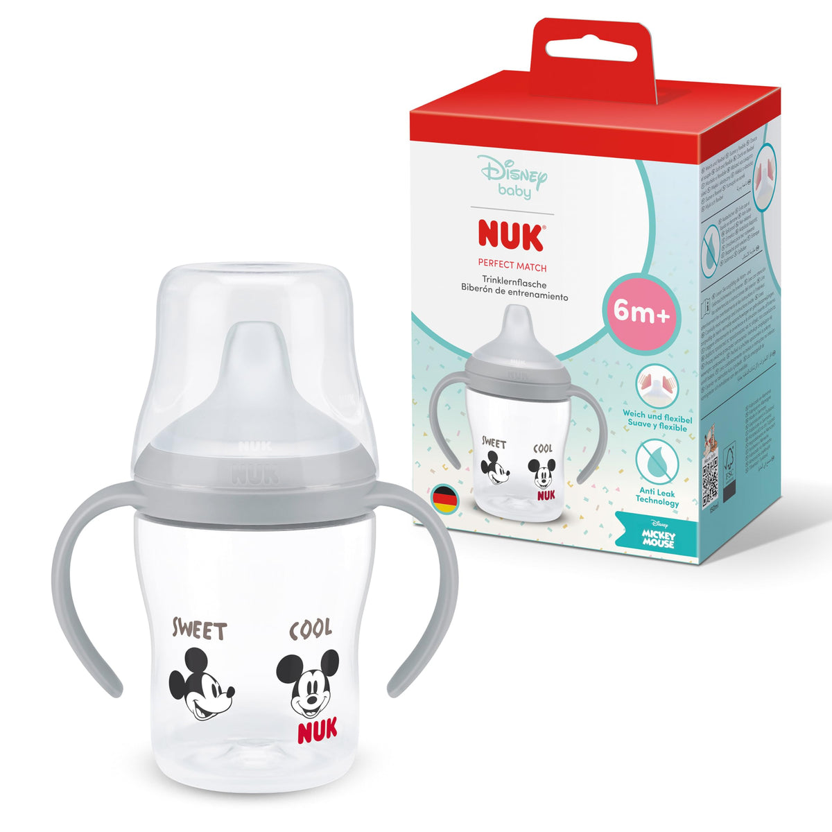 NUK Perfect Match harjoittelumuki Mikki Hiiri, 6+ kk, 150 ml, beige (Greige)