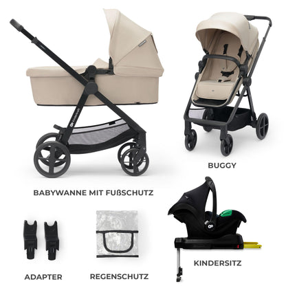 Kinderkraft NEWLY 4 in 1 vankrikomplekt, kuni 22 kg, hall