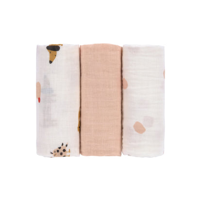 Lässig Little Mateys musliinlappide komplekt, 3 tk, 60 × 60 cm, orgaaniline puuvill
