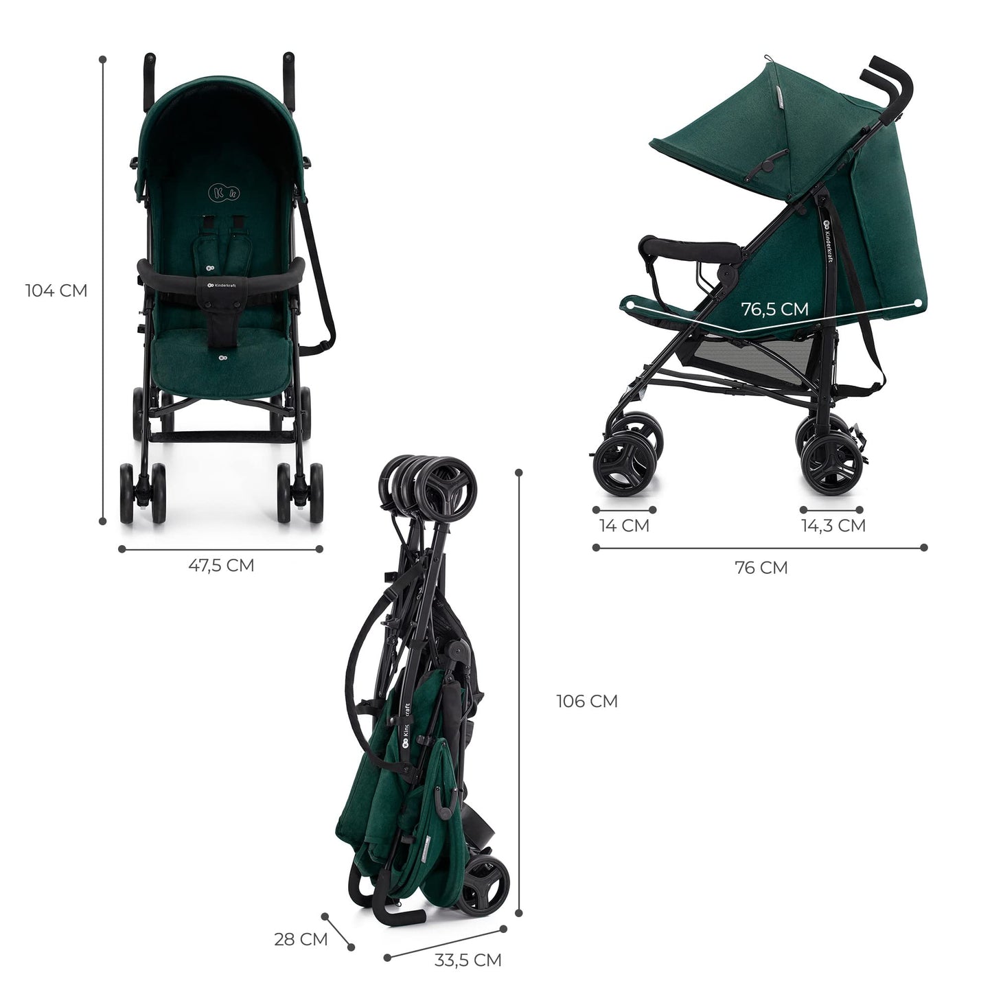 Kinderkraft TIK kergkäru, green, 6,5 kg