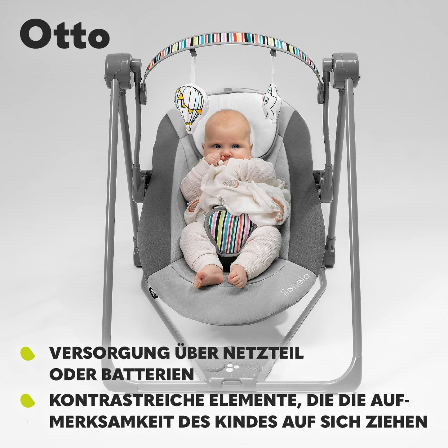 Lionelo Otto elektriline beebikiik vastsündinule, loodushääled, 5 kiirust – roosa/hall