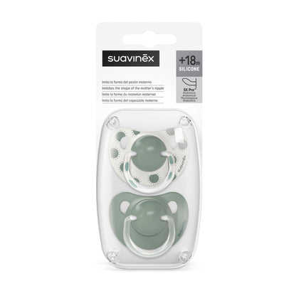 SUAVINEX lutt SX Pro 2 tk, anatoomiline silikoon, roheline (Walk), alates 18 kuust