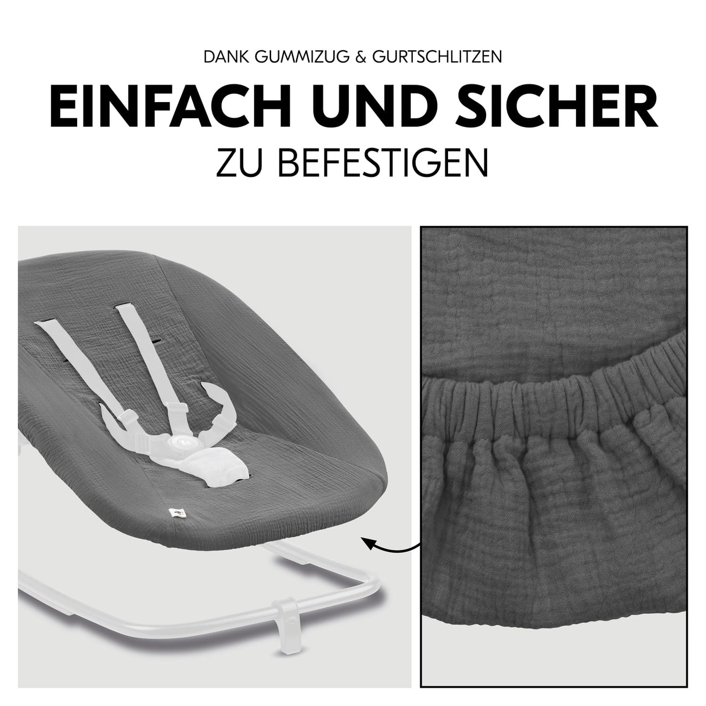 hauck Highchair Bouncer (Eco) kaitsekate, musliinpuuvill, hall