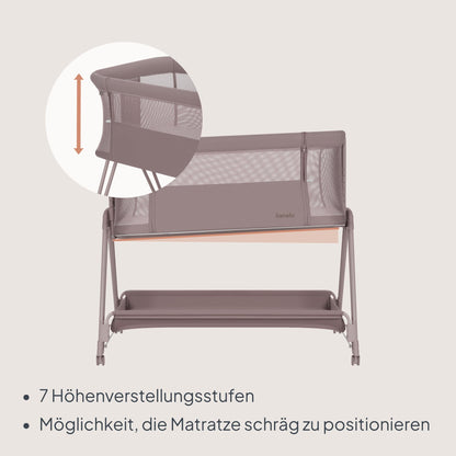 Lionelo Luna EIN -sivusänky ja matkasänky patjalla, beige (Beige Taupe), enintään 9 kg