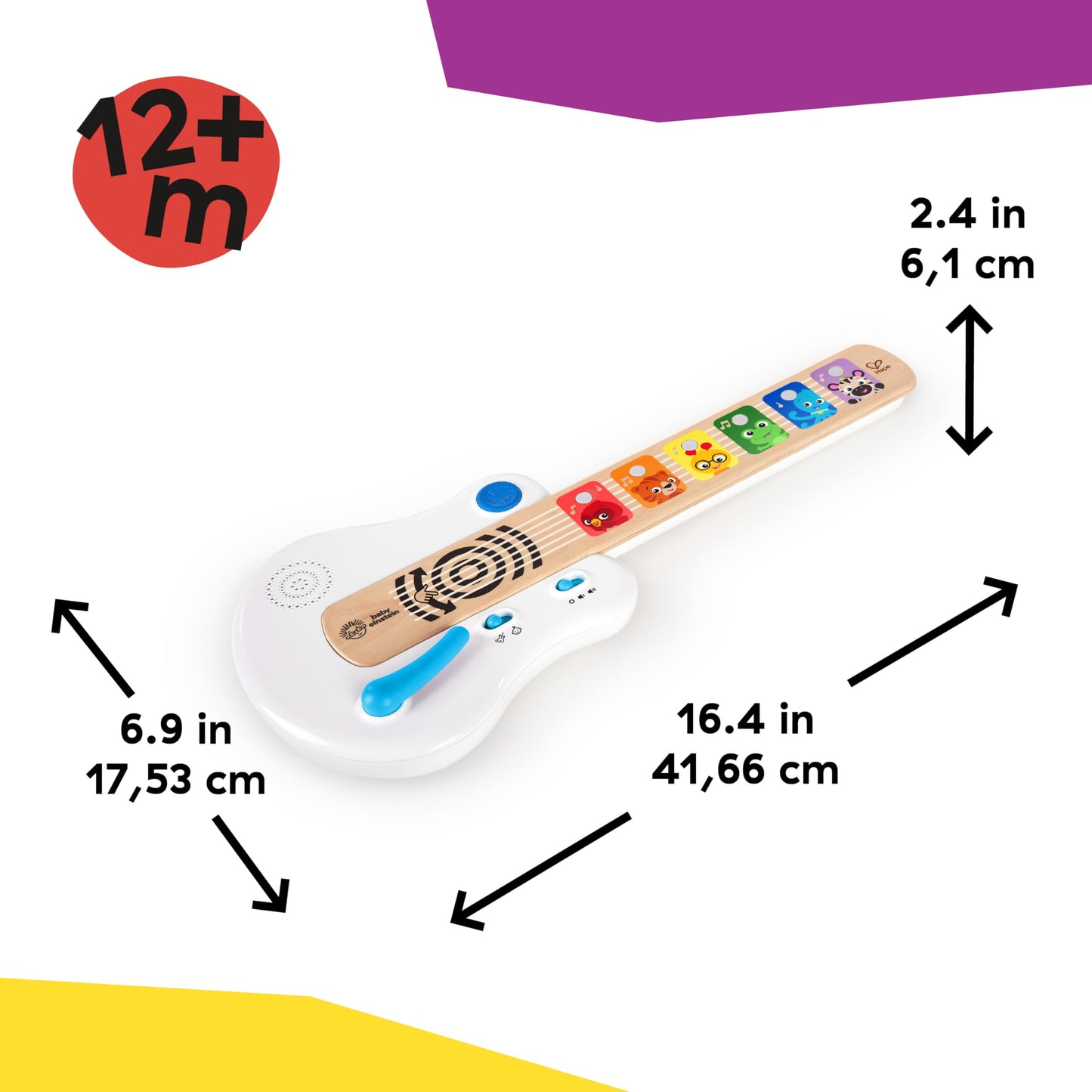 HAPE Baby Einstein Magic Touch puidust mängukitarr heliefektide ja valgusega, 12+ kuud